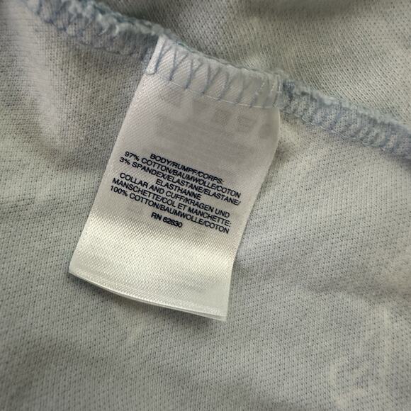 Lands End Womens Polo Shirt Dress Size L Pastel Blue White Tropical Palms Beach - Picture 5 of 10